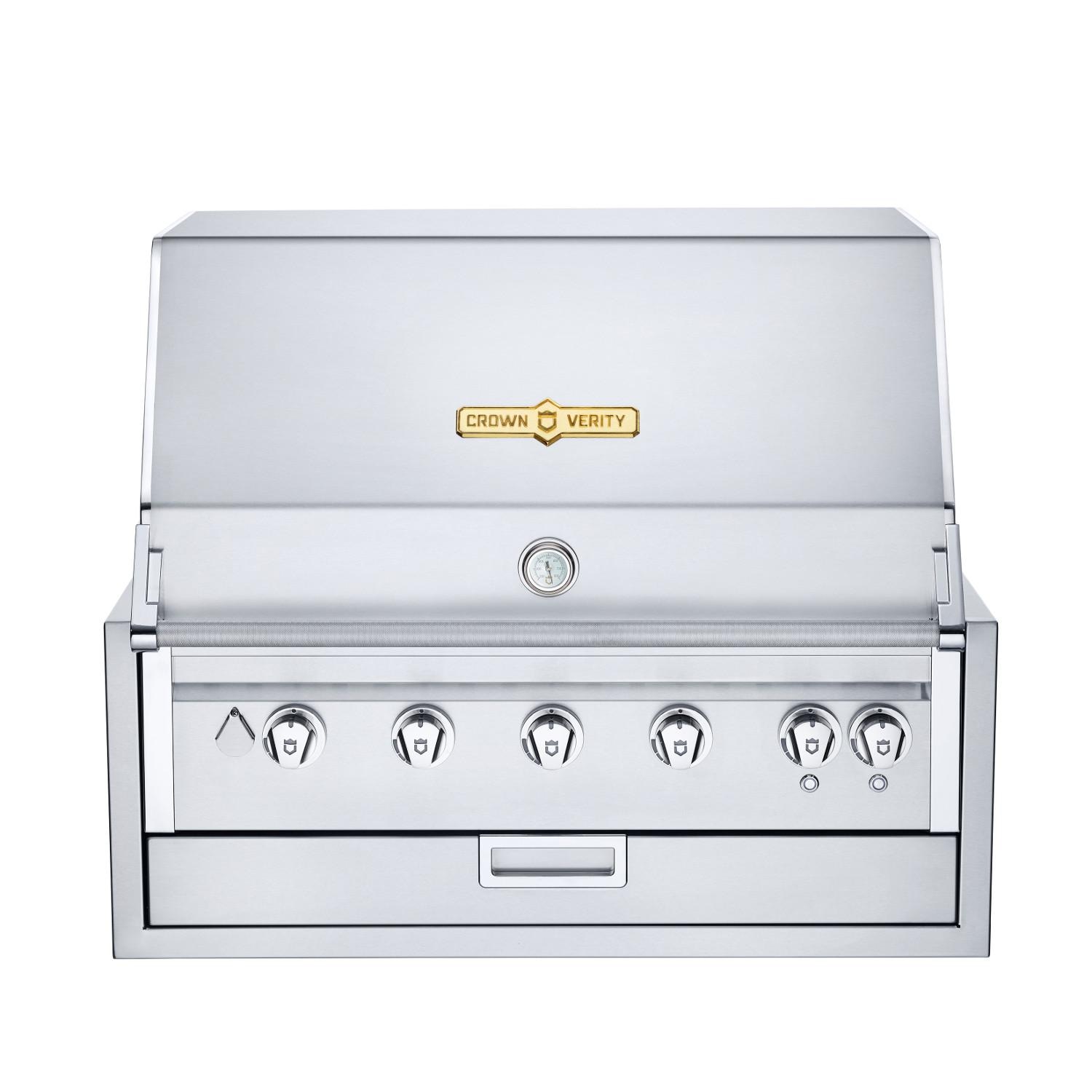 Crown Verity Infinite Series 36 Inch 5 Burner Stainless Steel Built In Natural Gas Grill with Light Package