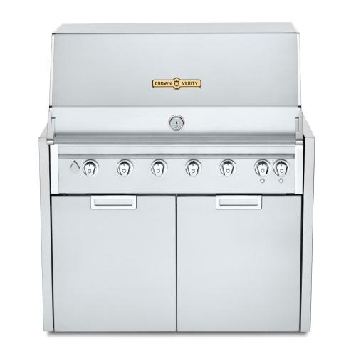 Crown Verity Infinite Series 42 Inch 6 Burner Modular Freestanding Propane Gas Grill with Light Package   20 Lb Propane