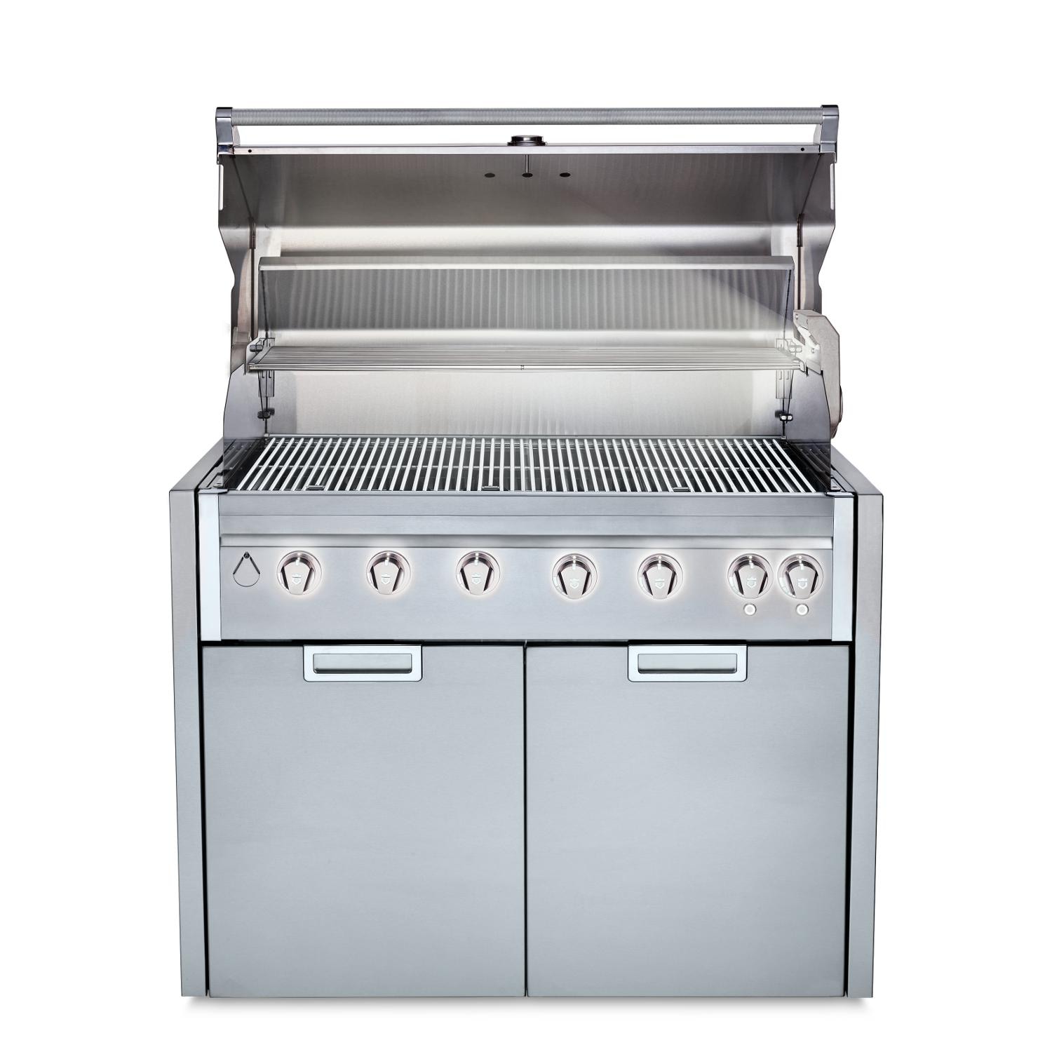 Crown Verity Infinite Series 42 Inch 6 Burner Modular Freestanding Propane Gas Grill with Light Package   20 Lb Propane