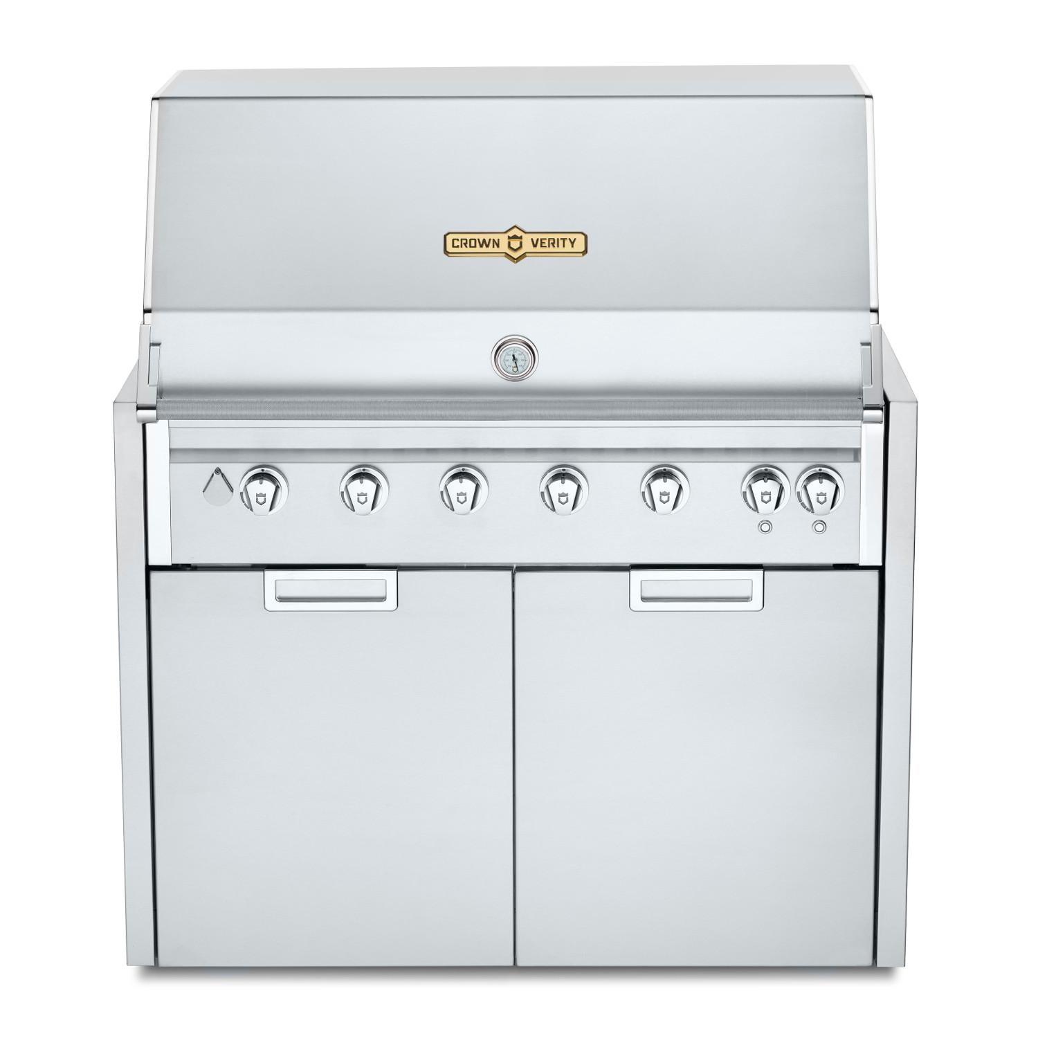 Crown Verity Infinite Series 42 Inch 6 Burner Modular Freestanding Propane Gas Grill with Light Package   20 Lb Propane