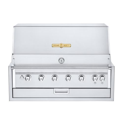 Crown Verity Infinite Series 42 Inch 6 Burner Stainless Steel Built In Propane Gas Grill with Light Package
