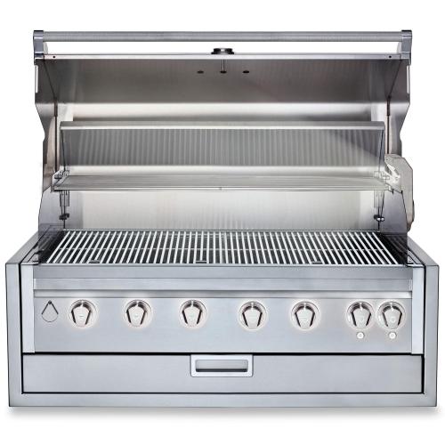 Crown Verity Infinite Series 42 Inch 6 Burner Stainless Steel Built In Propane Gas Grill with Light Package