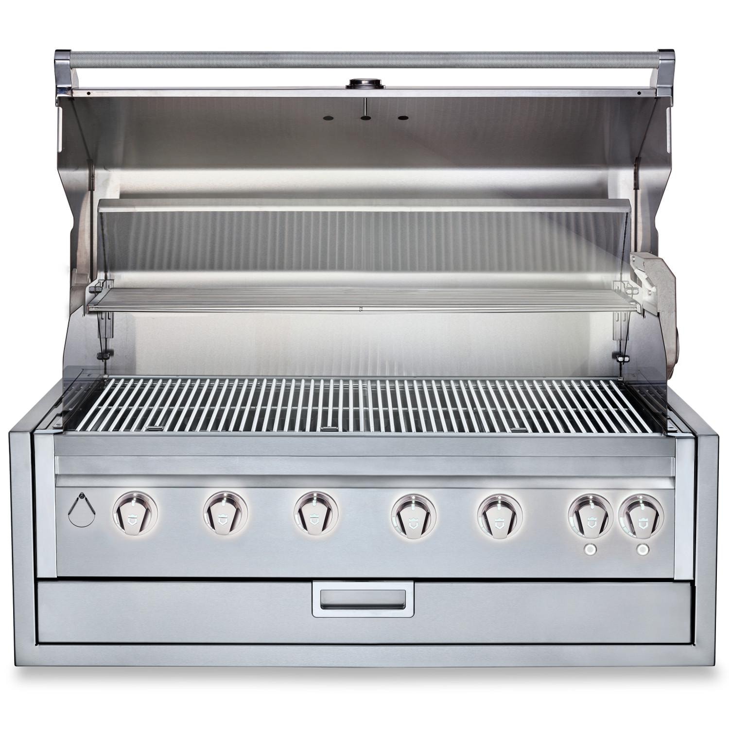 Crown Verity Infinite Series 42 Inch 6 Burner Stainless Steel Built In Propane Gas Grill with Light Package