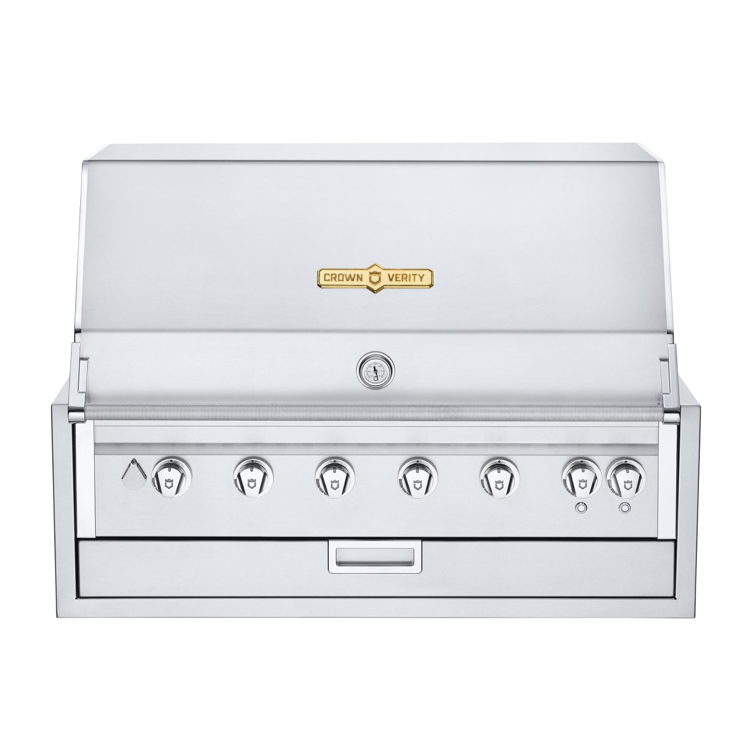 Crown Verity Infinite Series 42 Inch 6 Burner Stainless Steel Built In Propane Gas Grill with Light Package