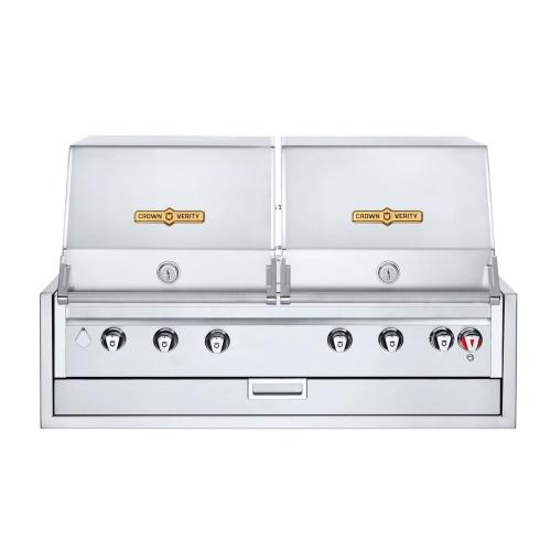 Crown Verity Infinite Series 48 Inch 6 Burner Stainless Steel Dual Dome Built In Propane Gas Grill