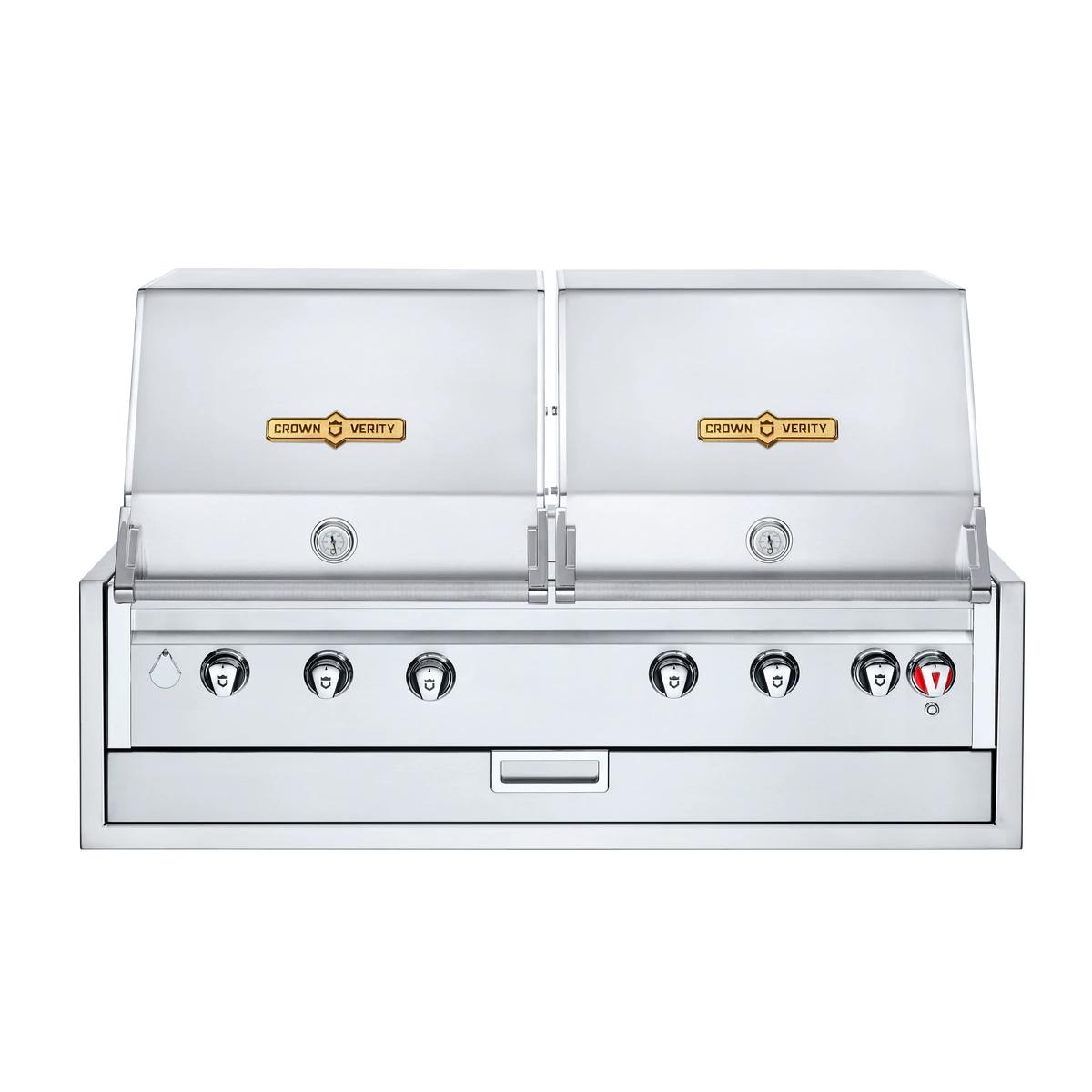 Crown Verity Infinite Series 48 Inch 6 Burner Stainless Steel Dual Dome Built In Propane Gas Grill