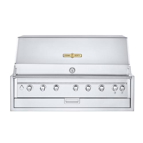 Crown Verity Infinite Series 48 Inch 7 Burner Stainless Steel Built In Propane Gas Grill with Light Package