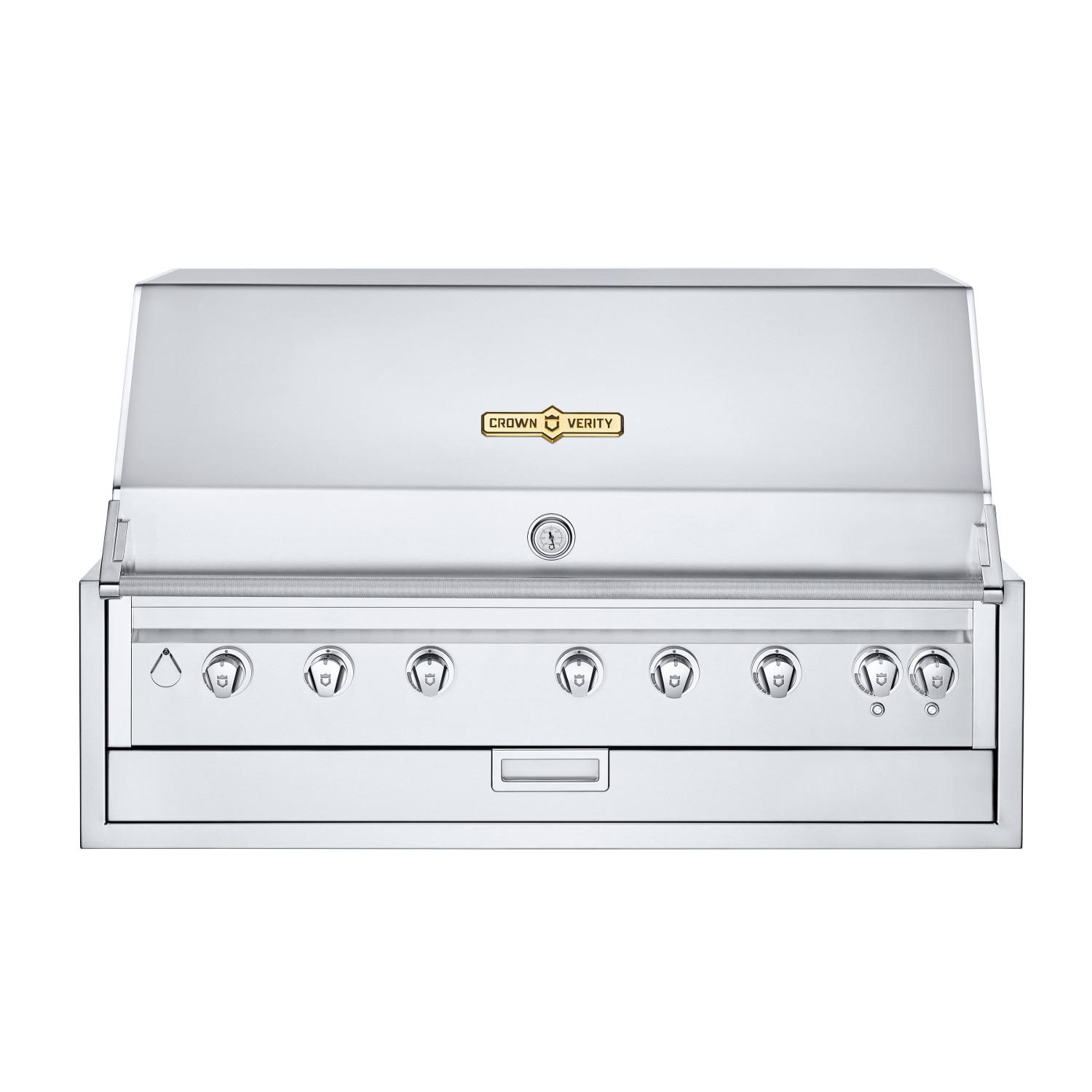 Crown Verity Infinite Series 48 Inch 7 Burner Stainless Steel Built In Propane Gas Grill with Light Package
