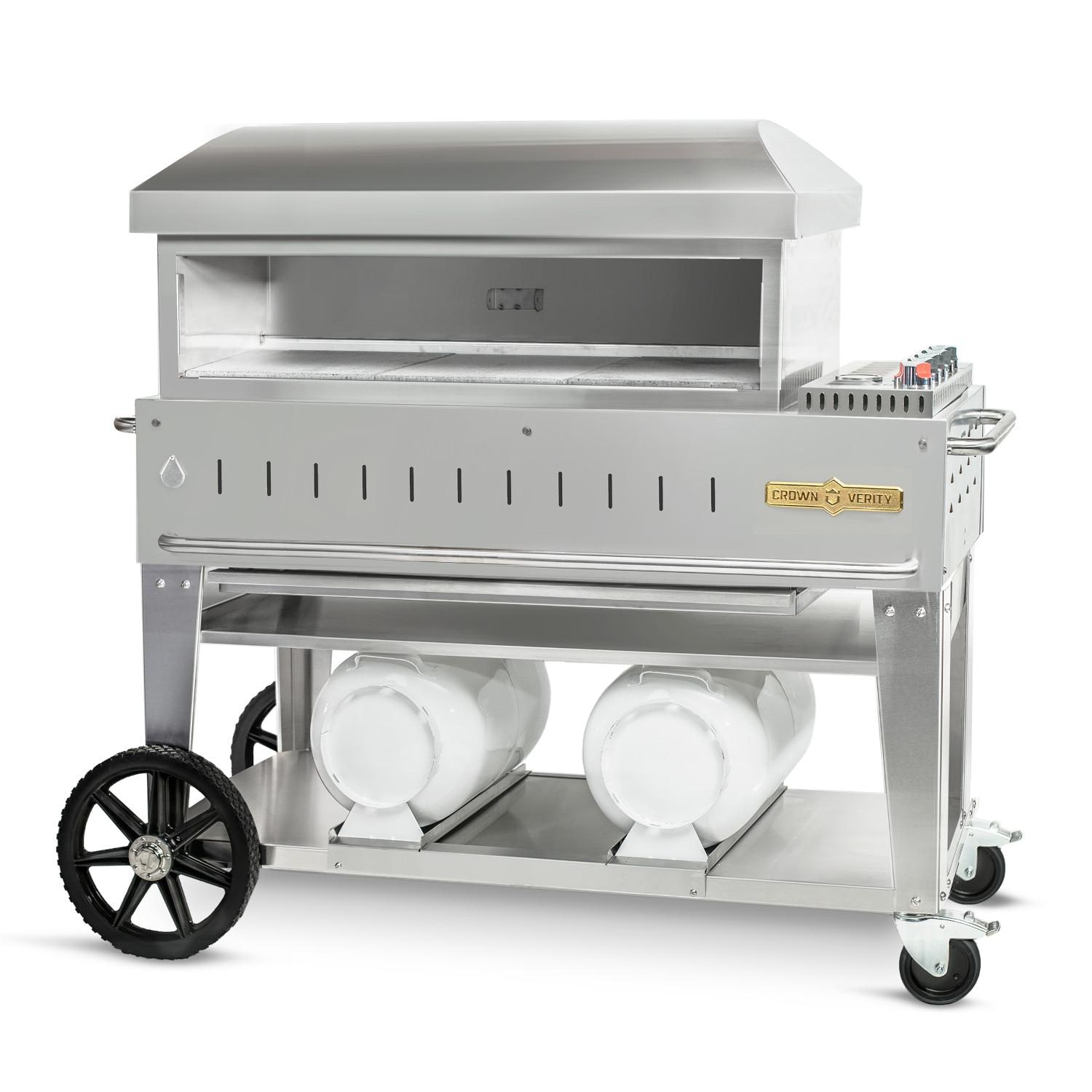 Crown Verity Professional Club Series 36 Inch Stainless Steel Freestanding Propane Gas Pizza Oven with Horizontal Tank Storage
