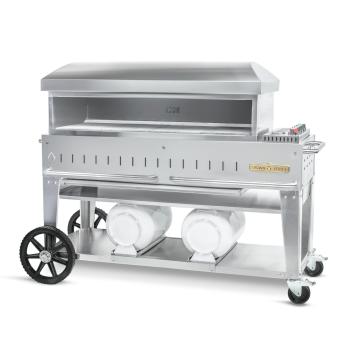 Crown Verity Professional Club Series 48 Inch Stainless Steel Freestanding Propane Gas Pizza Oven with Horizontal Tank Storage350