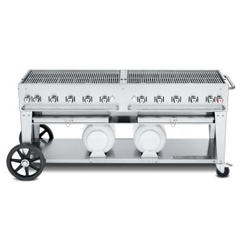 Crown Verity Professional Club Series 72 Inch 10 Burner Stainless Steel Freestanding Propane Gas Grill with Horizontal Tank Storage350