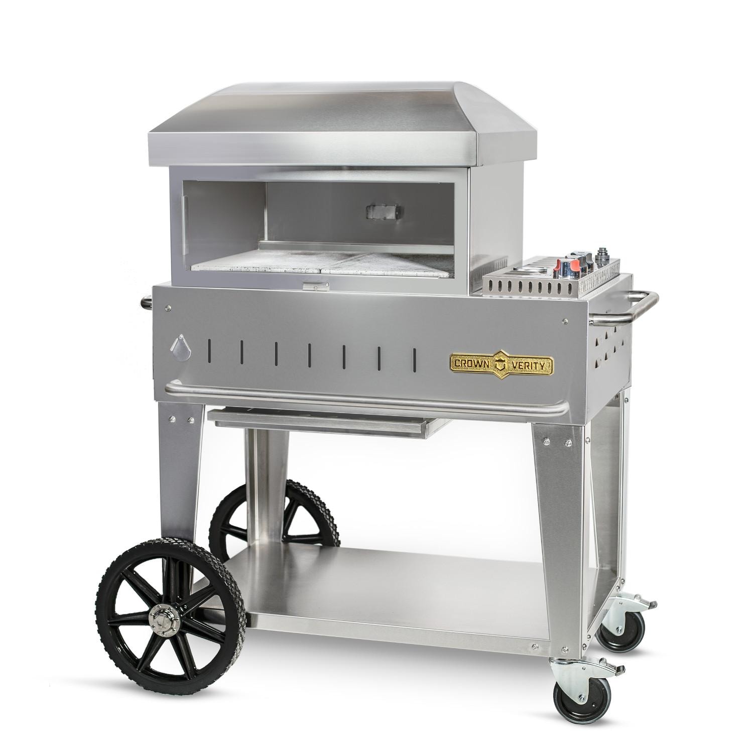 Crown Verity Professional Mobile Series 24 Inch Stainless Steel Freestanding Propane Gas Pizza Oven