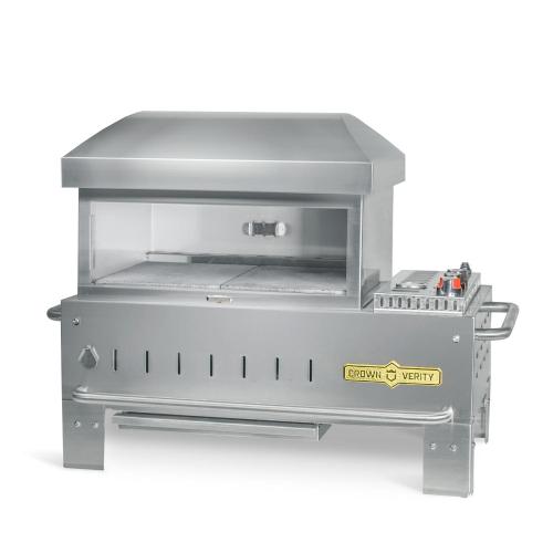 Crown Verity Professional Mobile Series 24 Inch Stainless Steel Table Top Natural Gas Pizza Oven