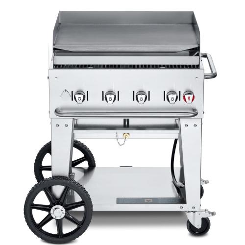 Crown Verity Professional Mobile Series 30 Inch 4 Burner Stainless Steel Freestanding Flat Top Propane Gas Griddle