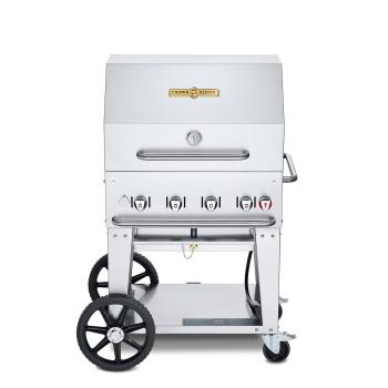 Crown Verity Professional Mobile Series 30 Inch 4 Burner Stainless Steel Freestanding Gas Grill with Dome Package350
