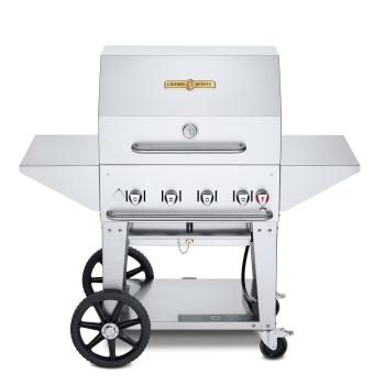 Crown Verity Professional Mobile Series 30 Inch 4 Burner Stainless Steel Freestanding Gas Grill with Pro Cart Package350