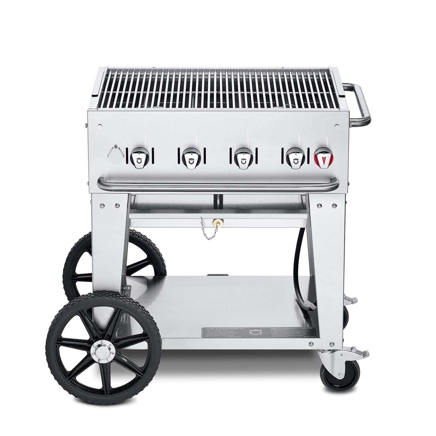 Crown Verity Professional Mobile Series 30 Inch 4 Burner Stainless Steel Freestanding Natural Gas Grill