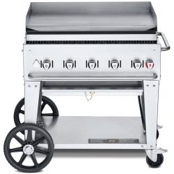 Crown Verity Professional Mobile Series 36 Inch 5 Burner Stainless Steel Freestanding Flat Top Gas Griddle250