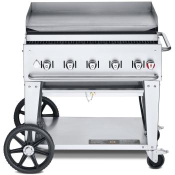 Crown Verity Professional Mobile Series 36 Inch 5 Burner Stainless Steel Freestanding Flat Top Gas Griddle350