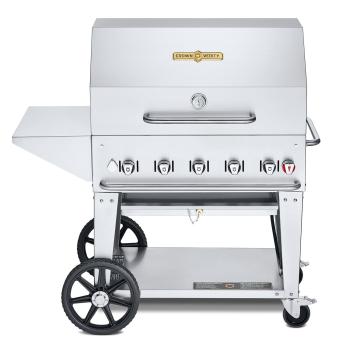 Crown Verity Professional Mobile Series 36 Inch 5 Burner Stainless Steel Freestanding Gas Grill with Cart Package350