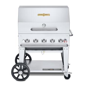 Crown Verity Professional Mobile Series 36 Inch 5 Burner Stainless Steel Freestanding Gas Grill with Dome Package350