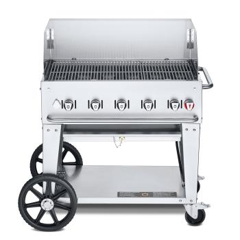 Crown Verity Professional Mobile Series 36 Inch 5 Burner Stainless Steel Freestanding Gas Grill with Windguard350