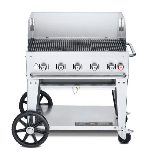Crown Verity Professional Mobile Series 36 Inch 5 Burner Stainless Steel Freestanding Natural Gas Grill with Windguard