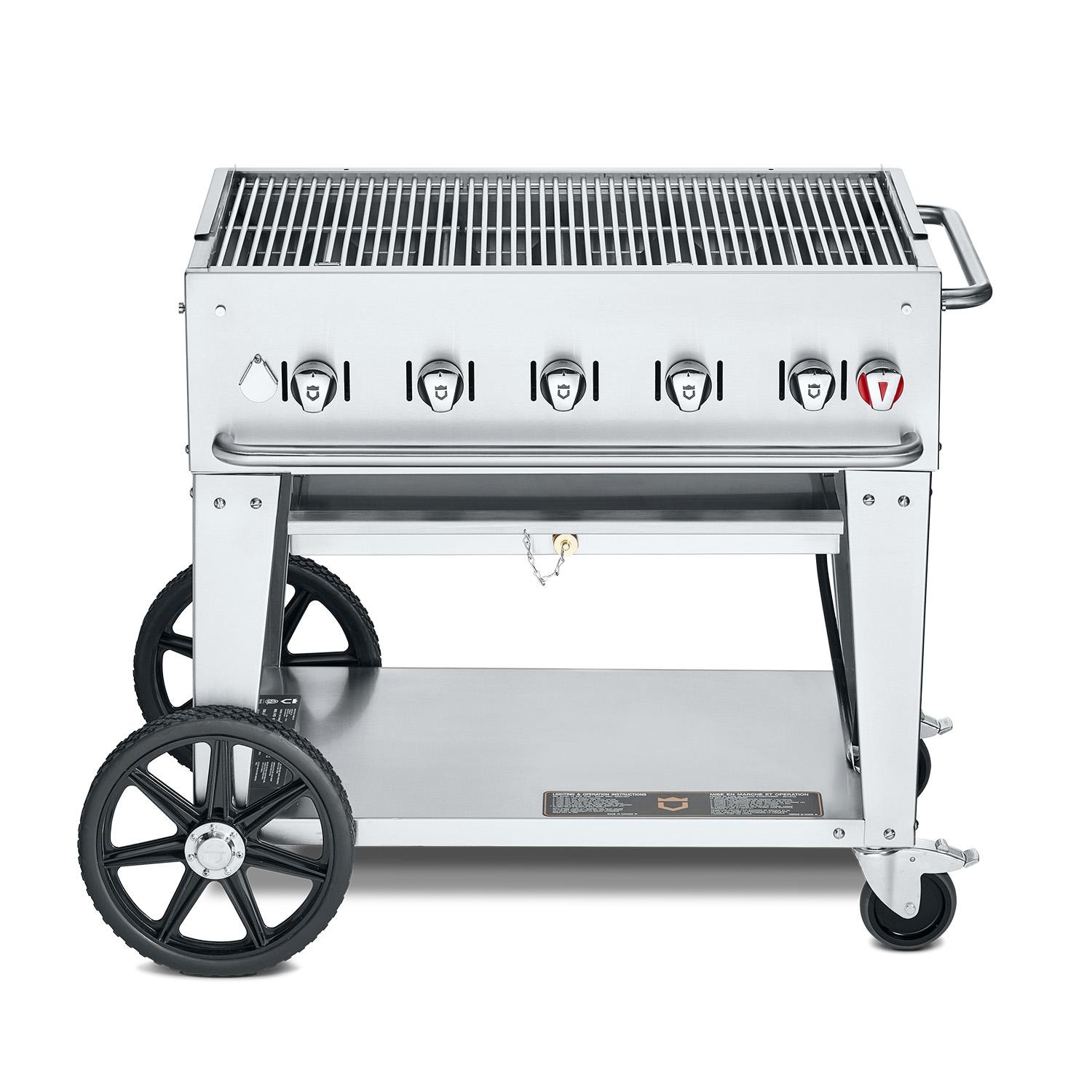 Crown Verity Professional Mobile Series 36 Inch 5 Burner Stainless Steel Freestanding Natural Gas Grill