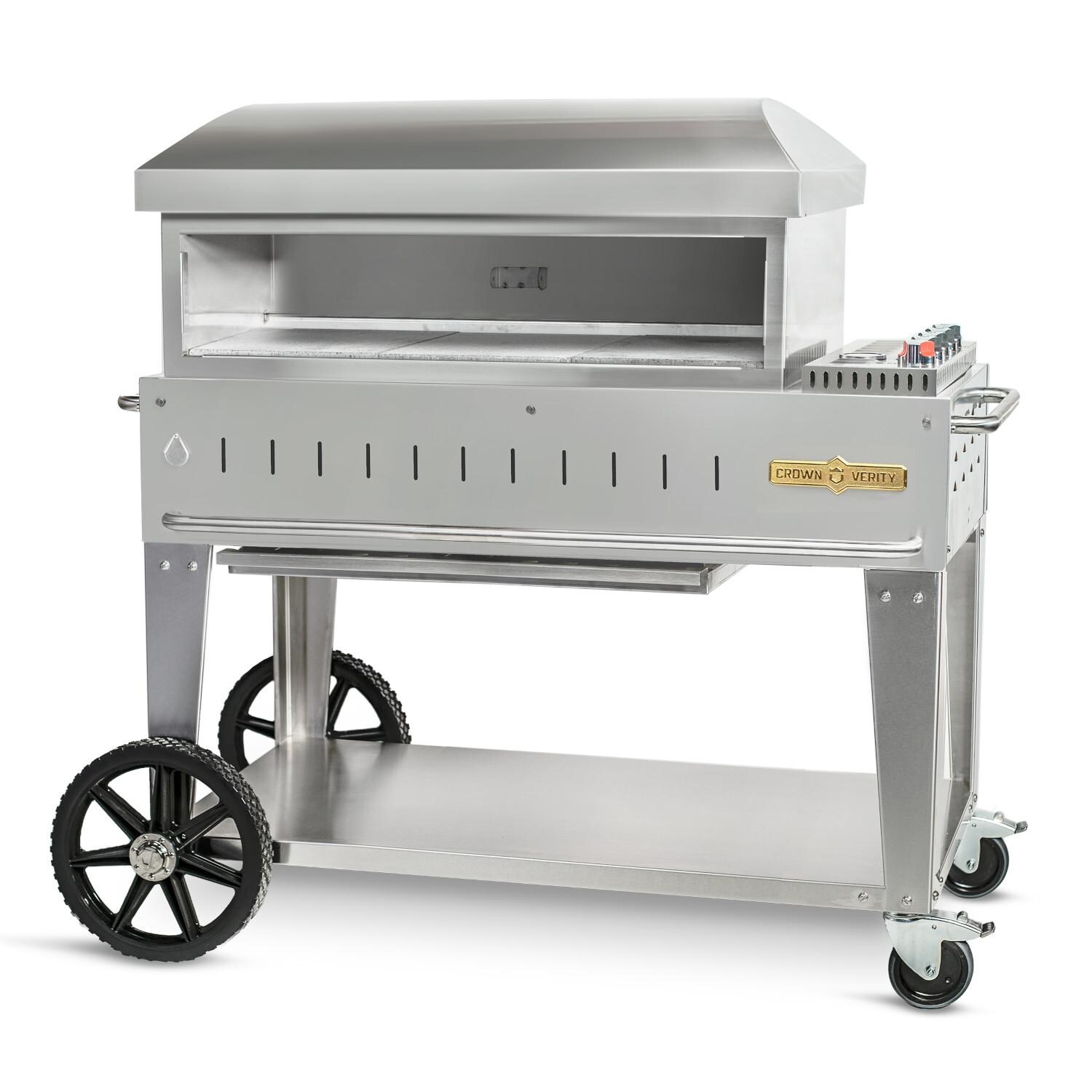 Crown Verity Professional Mobile Series 36 Inch Stainless Steel Freestanding Propane Gas Pizza Oven