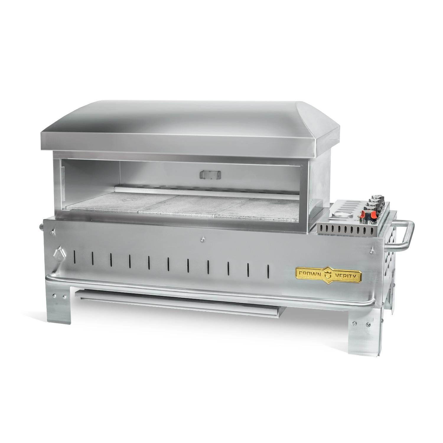 Crown Verity Professional Mobile Series 36 Inch Stainless Steel Table Top Propane Gas Pizza Oven