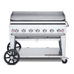 Crown Verity Professional Mobile Series 48 Inch 7 Burner Stainless Steel Freestanding Flat Top Gas Griddle250