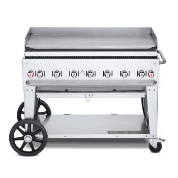 Crown Verity Professional Mobile Series 48 Inch 7 Burner Stainless Steel Freestanding Flat Top Gas Griddle350