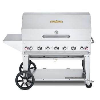 Crown Verity Professional Mobile Series 48 Inch 7 Burner Stainless Steel Freestanding Gas Grill with Cart Package350