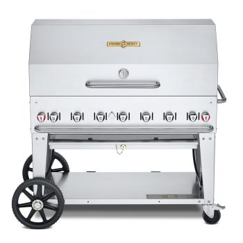 Crown Verity Professional Mobile Series 48 Inch 7 Burner Stainless Steel Freestanding Gas Grill with Dome Package350