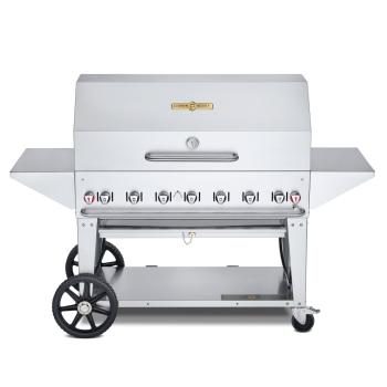 Crown Verity Professional Mobile Series 48 Inch 7 Burner Stainless Steel Freestanding Gas Grill with Pro Cart Package350