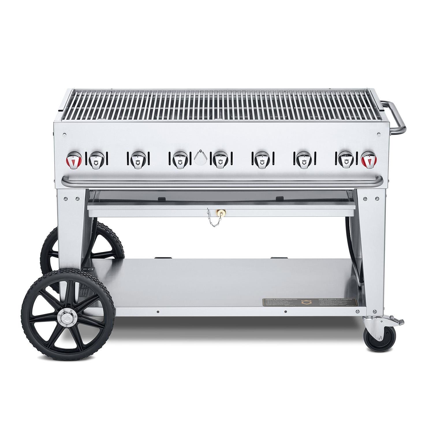 Crown Verity Professional Mobile Series 48 Inch 7 Burner Stainless Steel Freestanding Natural Gas Grill