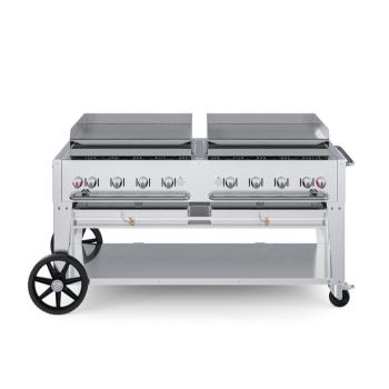 Crown Verity Professional Mobile Series 60 Inch 8 Burner Stainless Steel Freestanding Flat Top Gas Griddle350