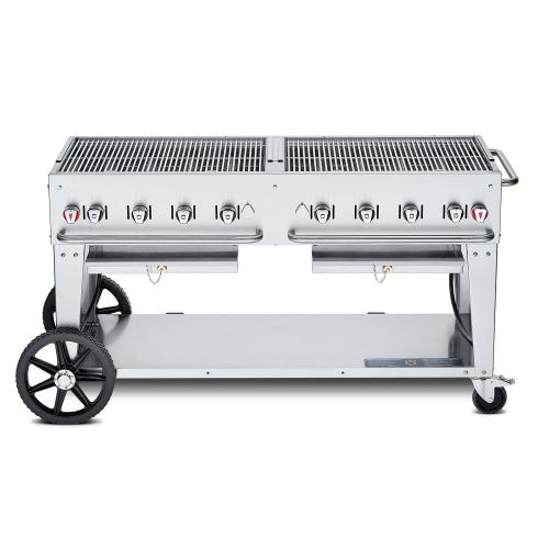 Crown Verity Professional Mobile Series 60 Inch 8 Burner Stainless Steel Freestanding Natural Gas Grill