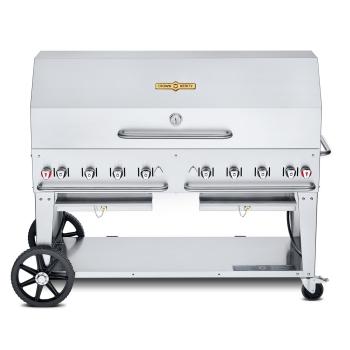 Crown Verity Professional Mobile Series 60 Inch 8 Burner Stainless Steel Freestanding Gas Grill with Single Dome Package350