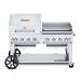 Crown Verity Professional Mobile Series 60 Inch 8 Burner Stainless Steel Freestanding Natural Gas Grill with Single Dome Package  and  Griddle