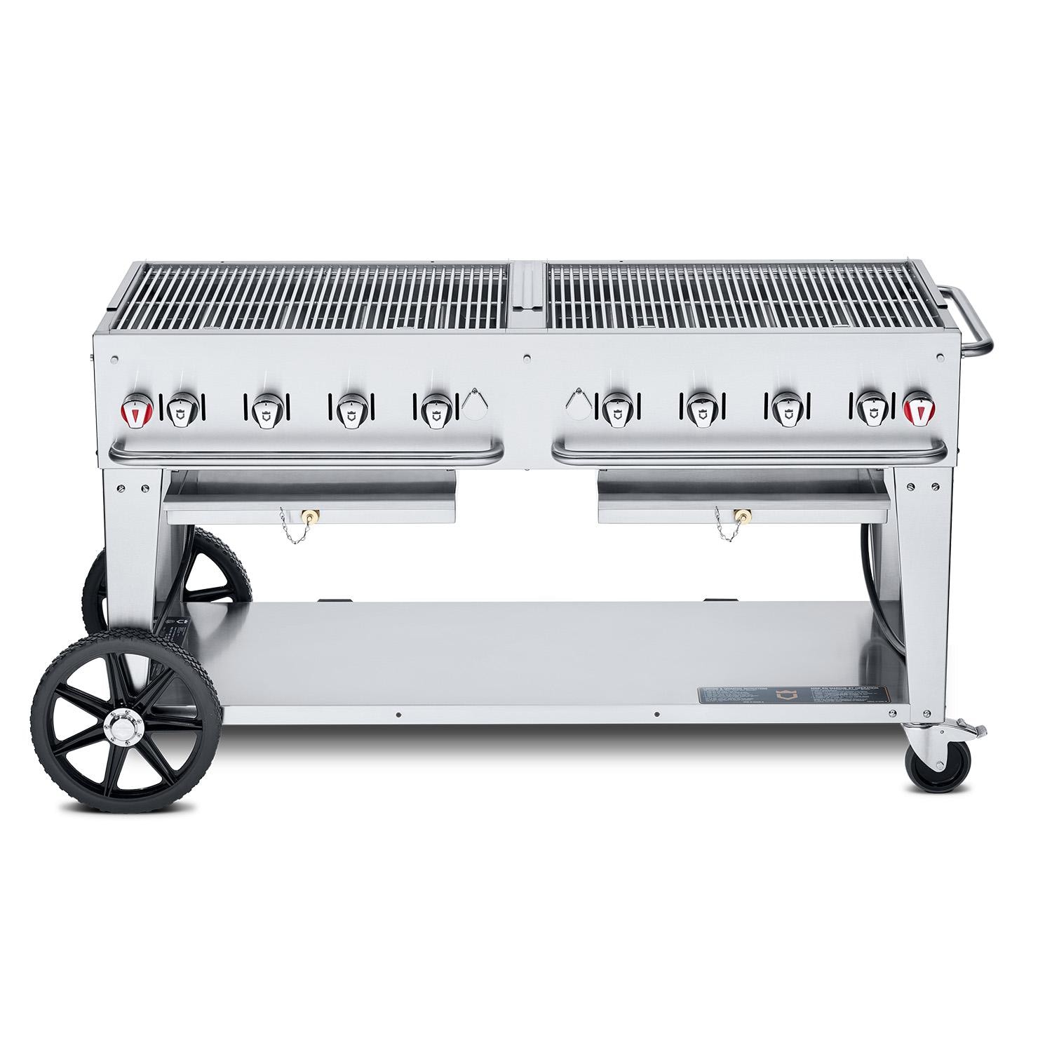 Crown Verity Professional Mobile Series 60 Inch 8 Burner Stainless Steel Freestanding Natural Gas Grill