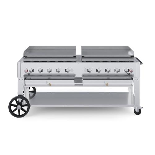 Crown Verity Professional Mobile Series 72 Inch 10 Burner Stainless Steel Freestanding Flat Top Propane Gas Griddle