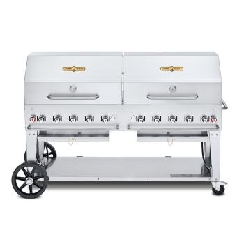 Crown Verity Professional Mobile Series 72 Inch 10 Burner Stainless Steel Freestanding Gas Grill with Double Dome Package350