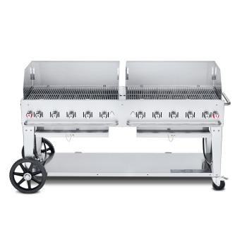 Crown Verity Professional Mobile Series 72 Inch 10 Burner Stainless Steel Freestanding Gas Grill with Windguards350