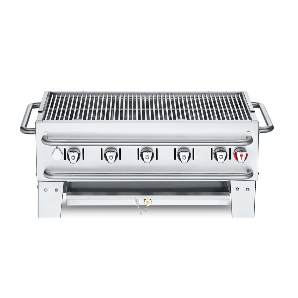 Crown Verity Professional Portable Series 36 Inch 5 Burner Stainless Steel Countertop Propane Gas Grill