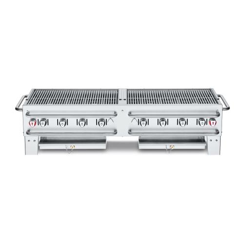 Crown Verity Professional Portable Series 60 Inch 8 Burner Stainless Steel Countertop Propane Gas Grill