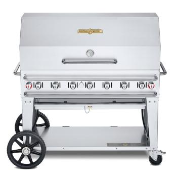 Crown Verity Professional Rental Series 48 Inch 7 Burner Stainless Steel Freestanding Propane Gas Grill with Dome Package350