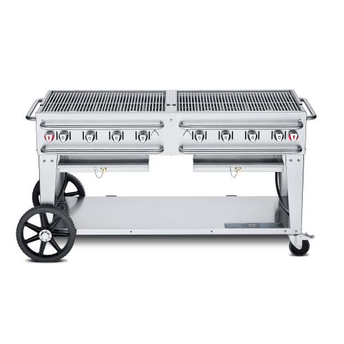 Crown Verity Professional Rental Series 60 Inch 8 Burner Stainless Steel Freestanding Propane Gas Grill   Single Inlet Bulk Tanks Only