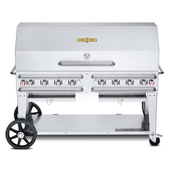 Crown Verity Professional Rental Series 60 Inch 8 Burner Stainless Steel Freestanding Propane Gas Grill with Single Dome Package350