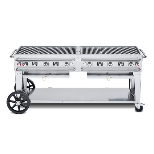 Crown Verity Professional Rental Series 72 Inch 10 Burner Stainless Steel Freestanding Propane Gas Grill   Single Inlet Bulk Tanks Only